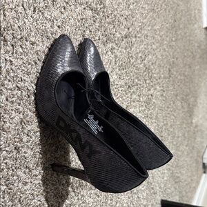 DKNY Black Shimmery Pointed-Toe Stiletto Heels